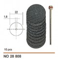 Cutting disc, aluminium oxide, 22x0.8mm, 10 pcs with arbor #2880